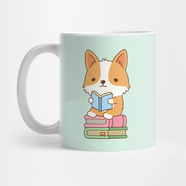 Cute Corgi Loves To Read Books by rustydoodle